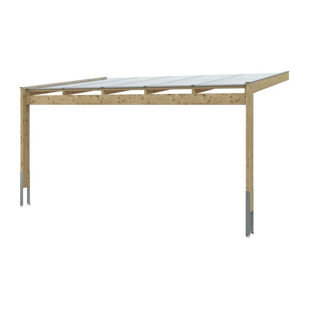 Terrassenüberdachung 'Novara' 557 x 359 cm Leimholz Doppelstegplatten schiefergrau