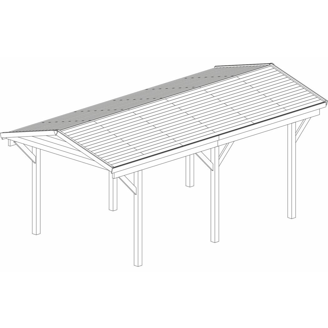 Skizze eines Einzelcarports mit Satteldach