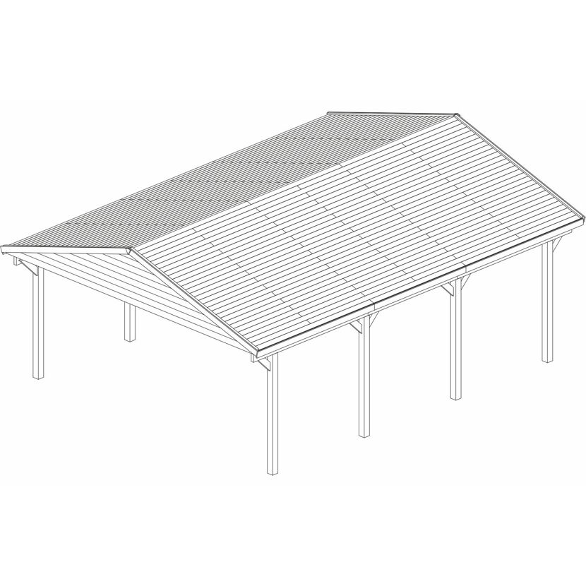 Zeichnung eines Doppelcarports mit Satteldach