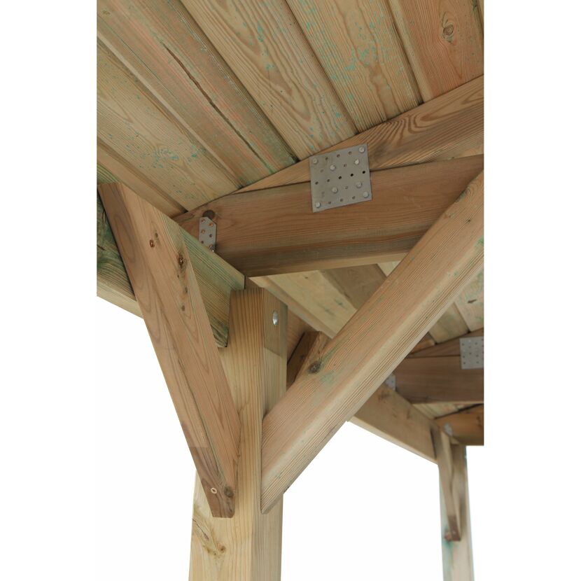 Holzbalken des Doppelcarports