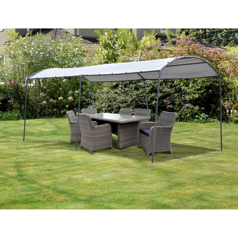 Gartenmöbel-Set mit Überdachung auf Rasen