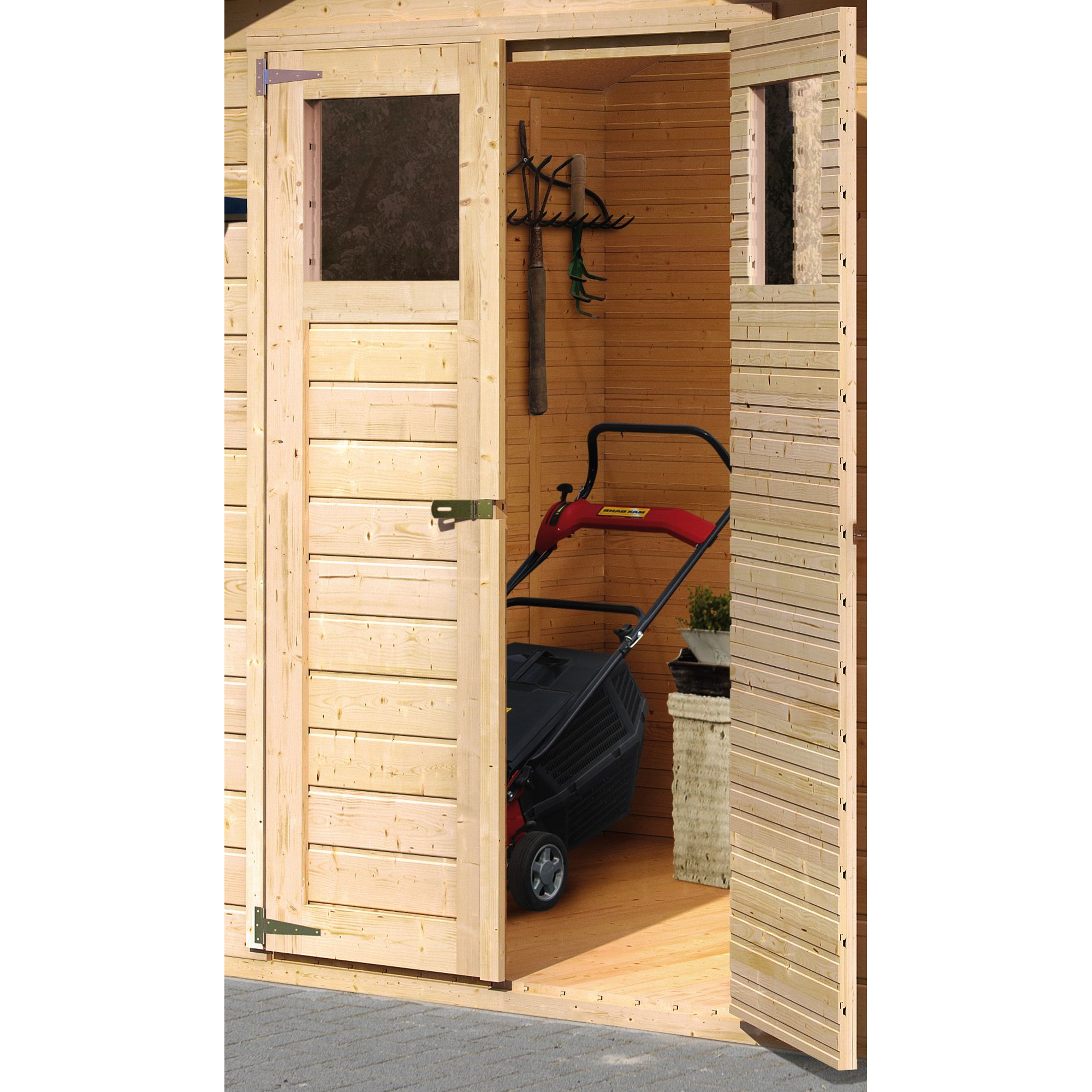 Gartenhaus 'Bologna' mit Anbauschrank, Schleppdach, Boden 177 x 242 x 231 cm