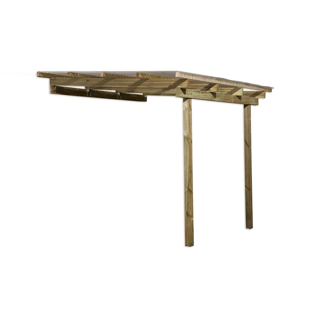 Terrassenüberdachung aus Holz mit durchsichtigem Dach