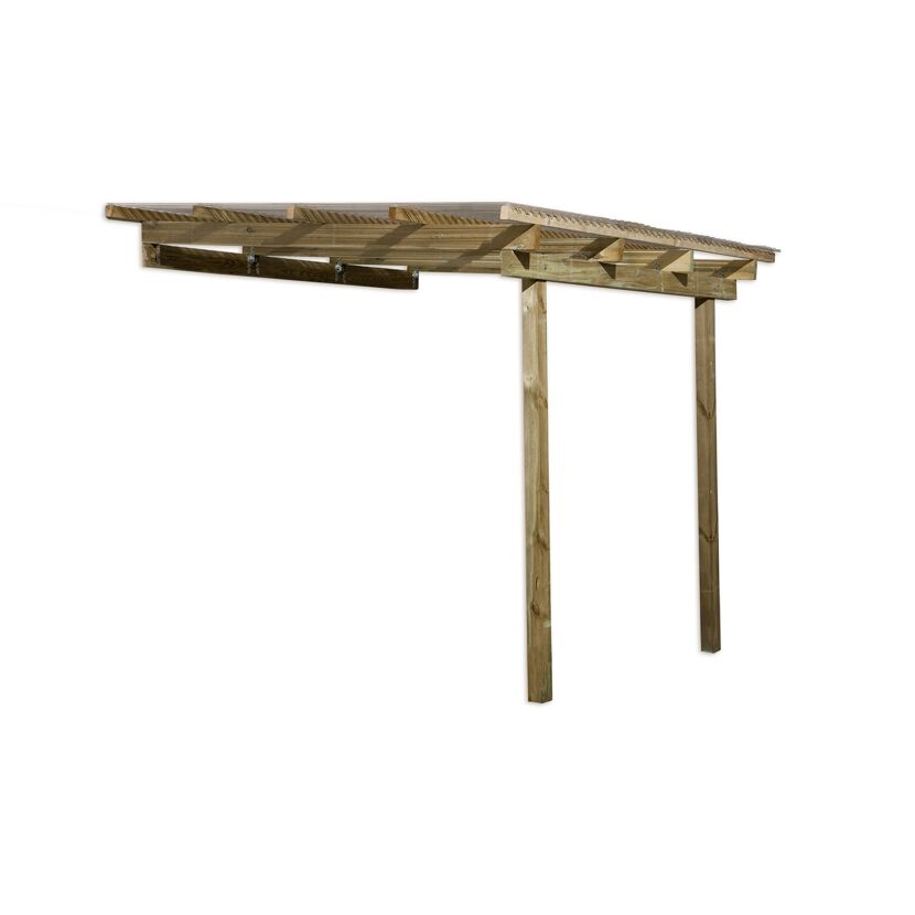 Terrassenüberdachung aus Holz mit durchsichtigem Dach