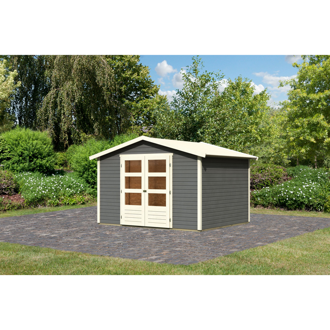 Bild von Gartenhaus 'Schierke 4' terragrau 246 x 246 x 209 cm