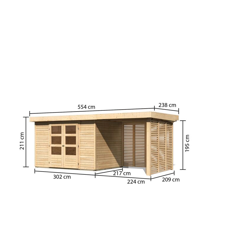Gartenhaus Dornhan 4 mit überdachtem Anbau