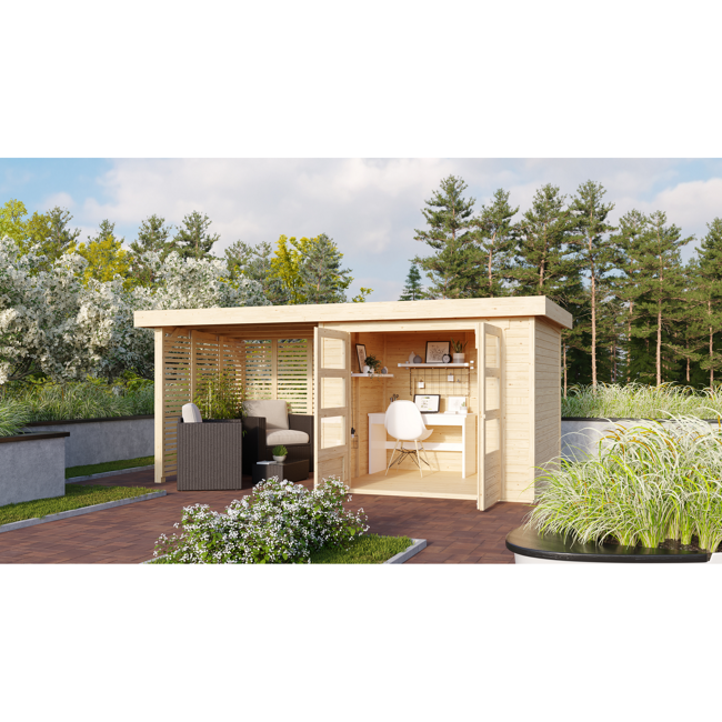 Bild von Gartenhaus 'Dornhan 3' Set 4 naturfarben 466 x 217 x 211 cm