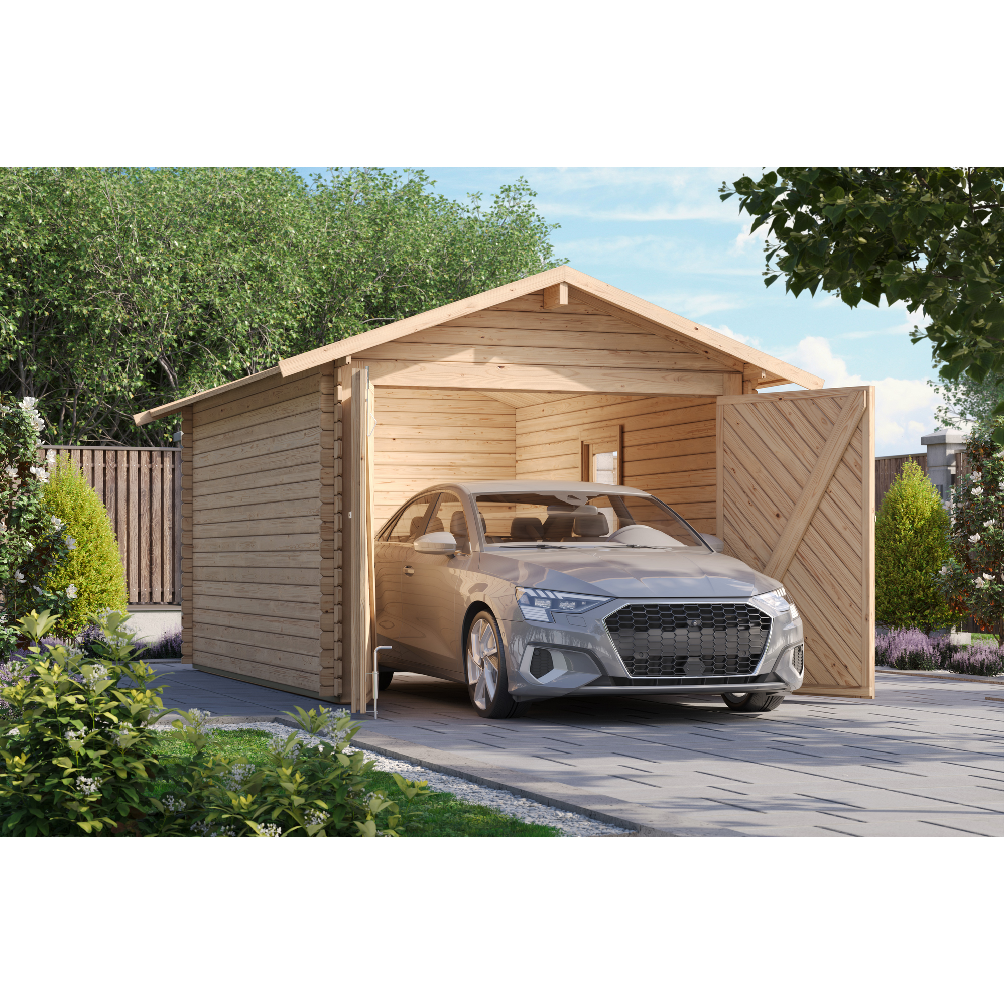 Garage 'BB' Satteldach naturfarben 297 x 447 x 270 cm