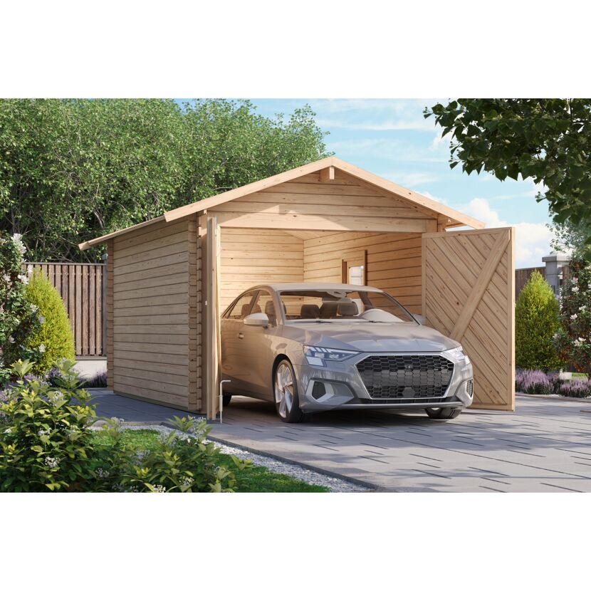 Garage 'BB' Satteldach naturfarben 297 x 447 x 270 cm
