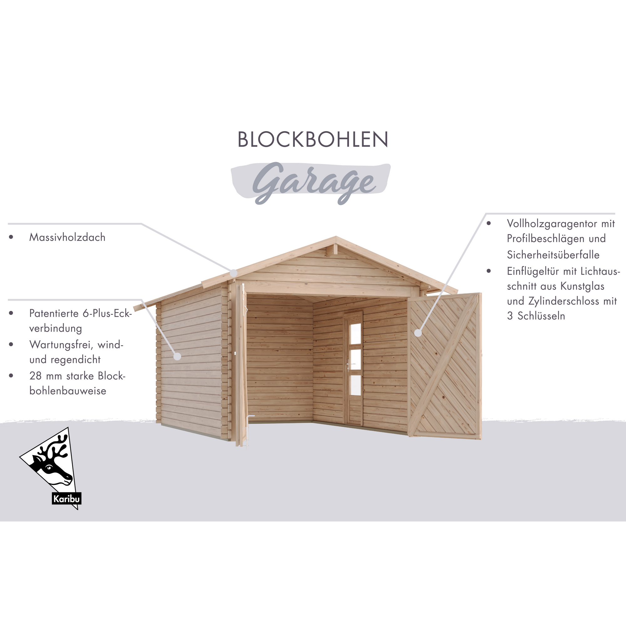 Garage 'BB' Satteldach naturfarben 297 x 447 x 270 cm