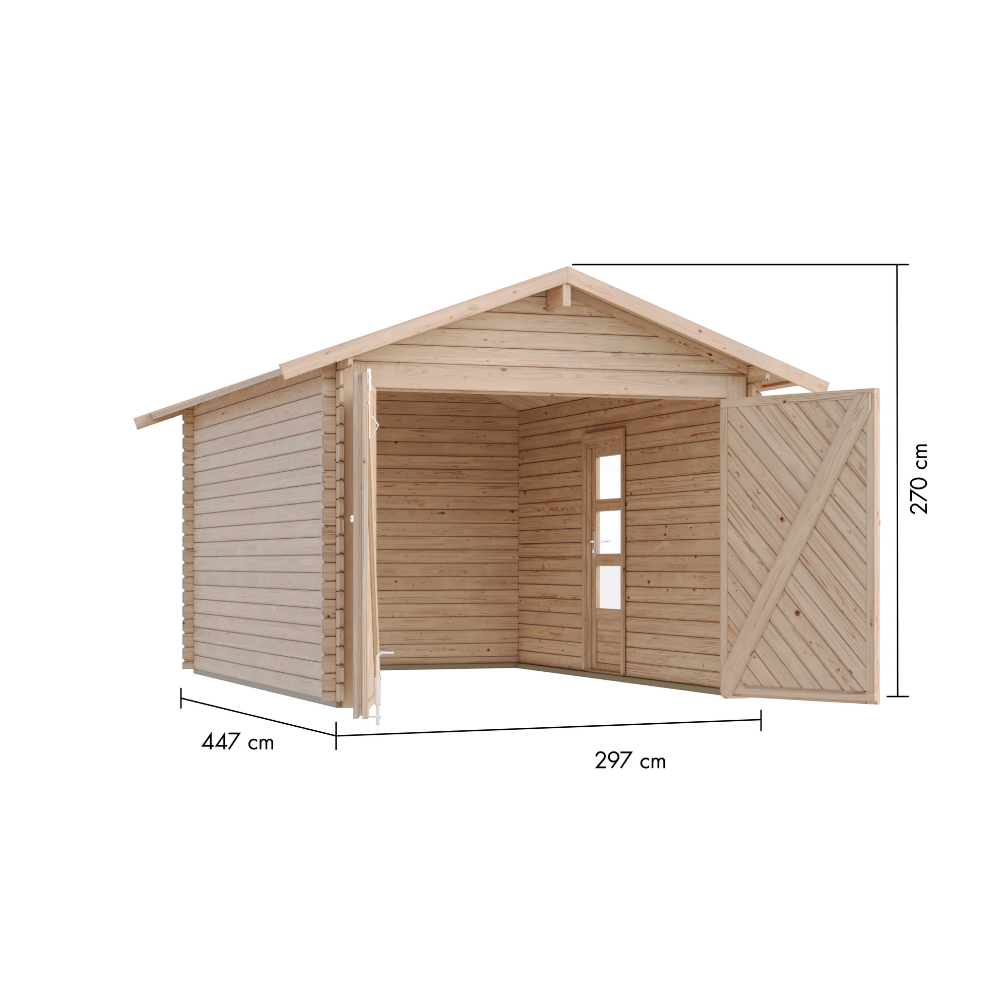 Garage 'BB' Satteldach naturfarben 297 x 447 x 270 cm