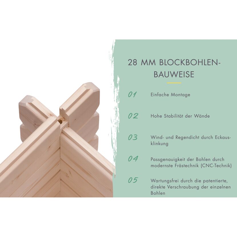 Garage 'BB' Satteldach naturfarben 297 x 447 x 270 cm