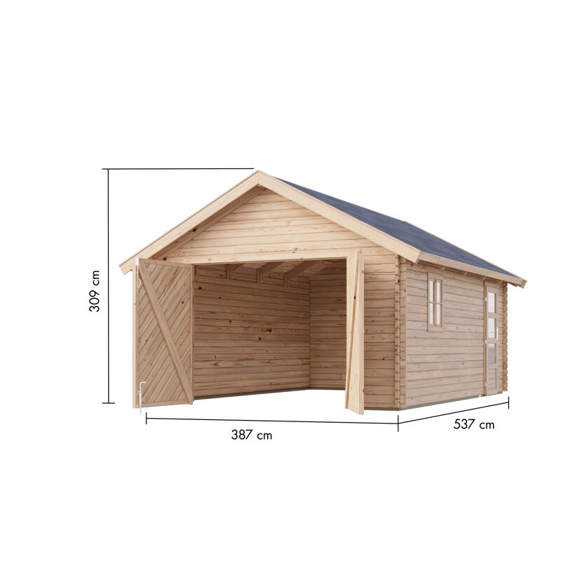 Garage 'BB' Satteldach naturfarben 387 x 537 x 309 cm