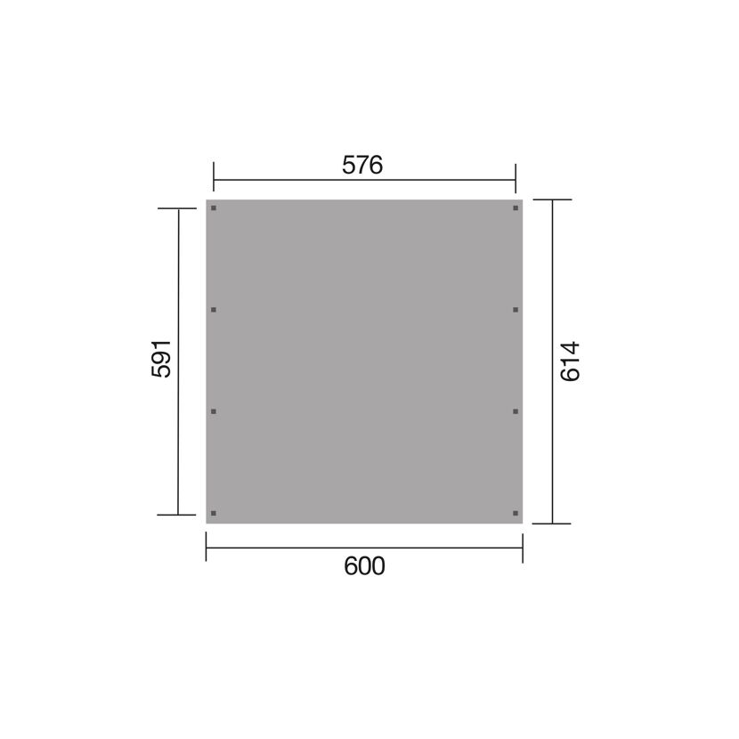 Grauer Doppelcarport mit den Maßen 600 x 576 cm