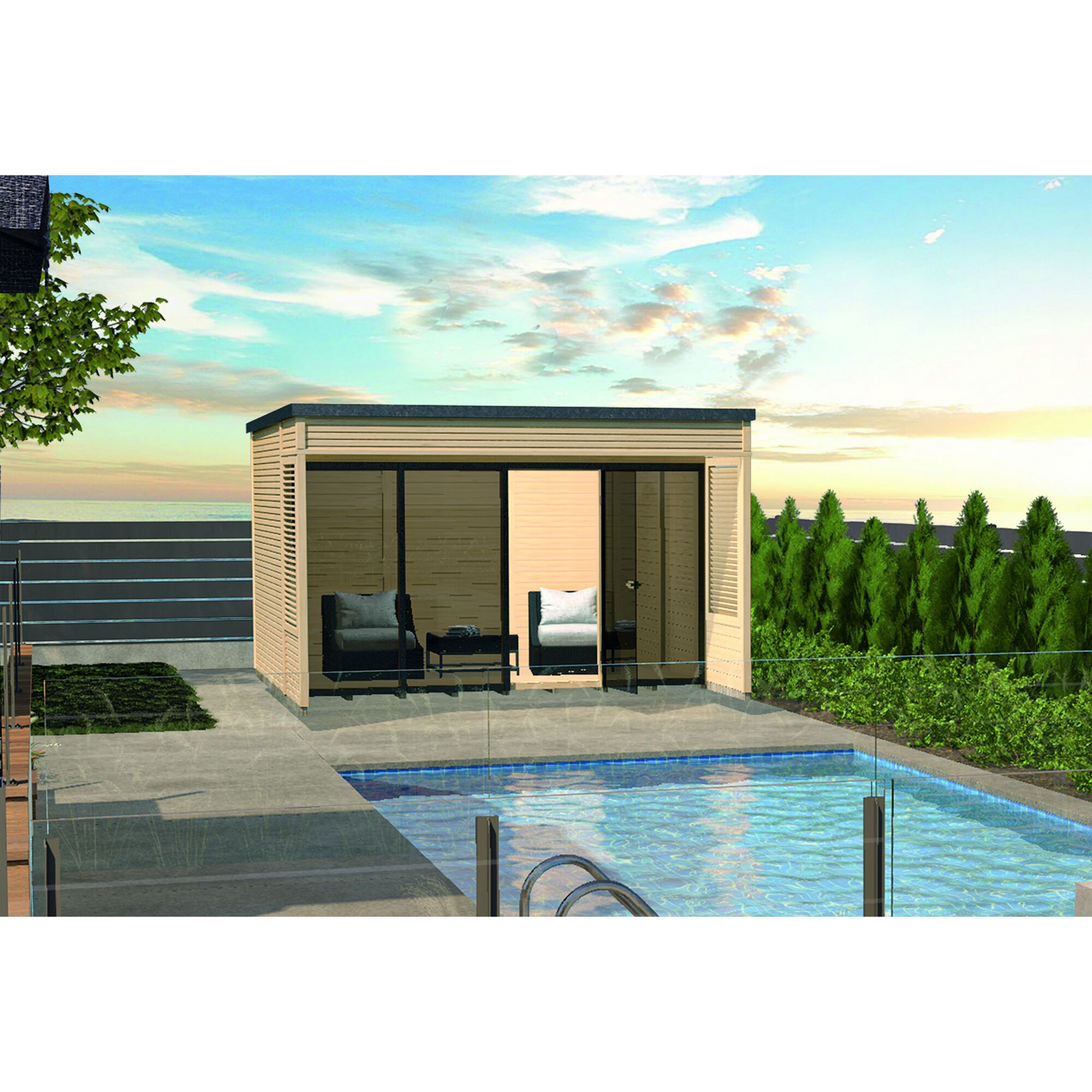 Gartenhaus Cubili s 2.0 neben einem Pool