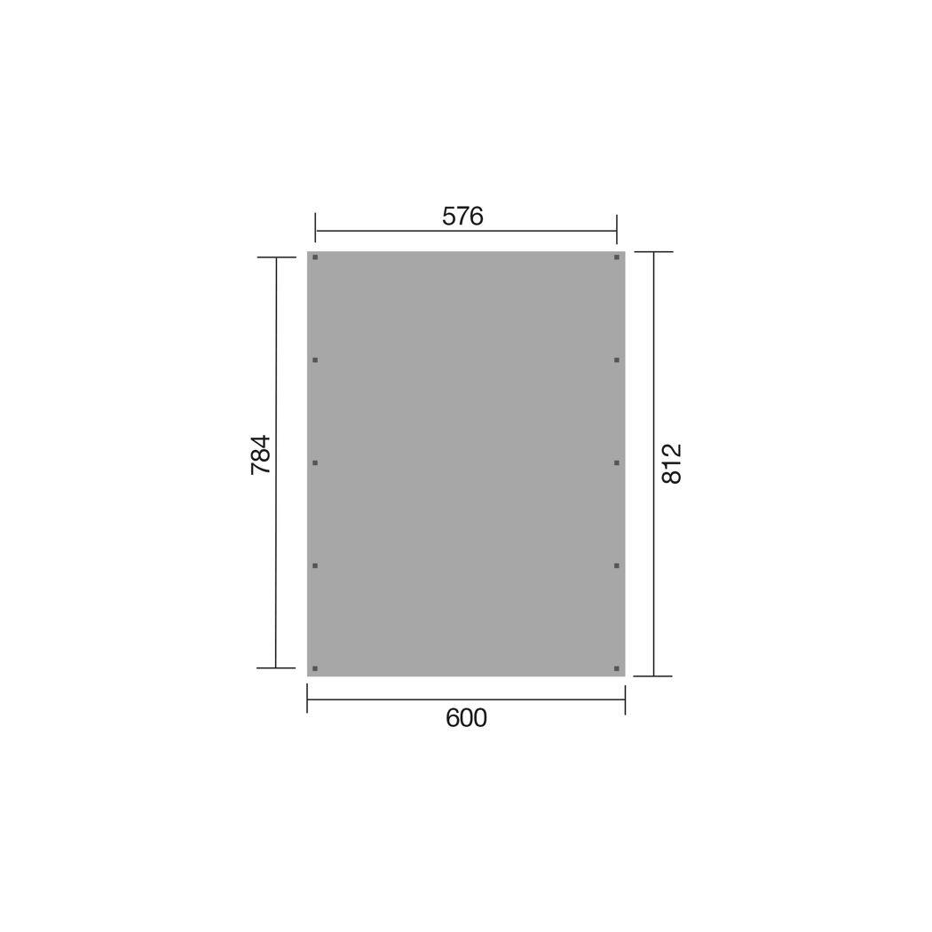 Grauer Doppelcarport mit den Maßen 600 x 576 x 784/812 mm
