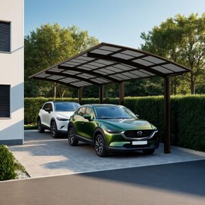 Doppelcarport 'Portoforte Typ 80 Tandem' Aluminium mattbraun 270 x 983 x 298 cm