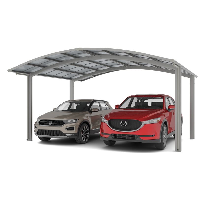 Doppelcarport 'Portoforte Typ 80 M-Ausführung' Aluminium edelstahlfarben 542 x 495 x 298 cm