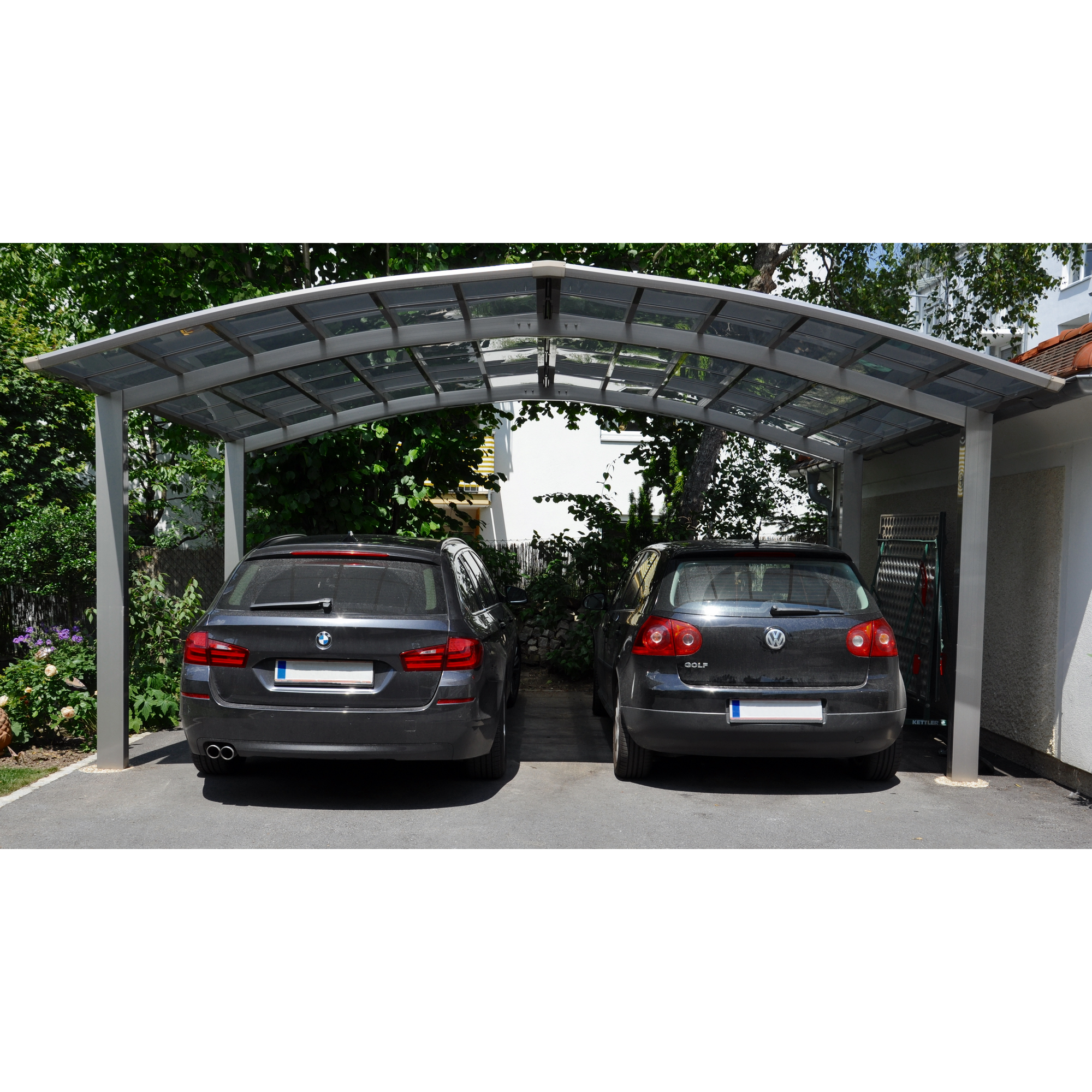 Doppelcarport 'Portoforte Typ 80 M-Ausführung' Aluminium edelstahlfarben 542 x 495 x 298 cm