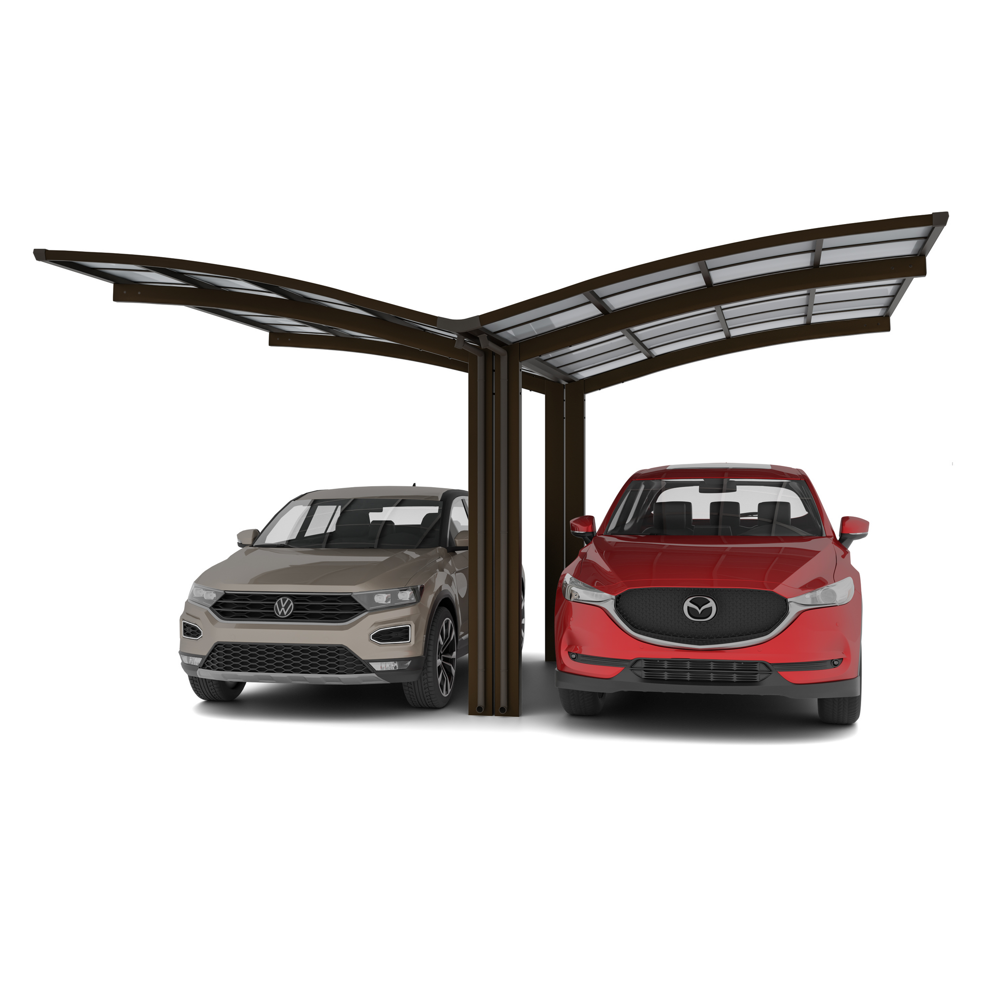 Doppelcarport 'Portoforte Typ 80 Y-Ausführung' Aluminium mattbraun 543 x 495 x 298 cm