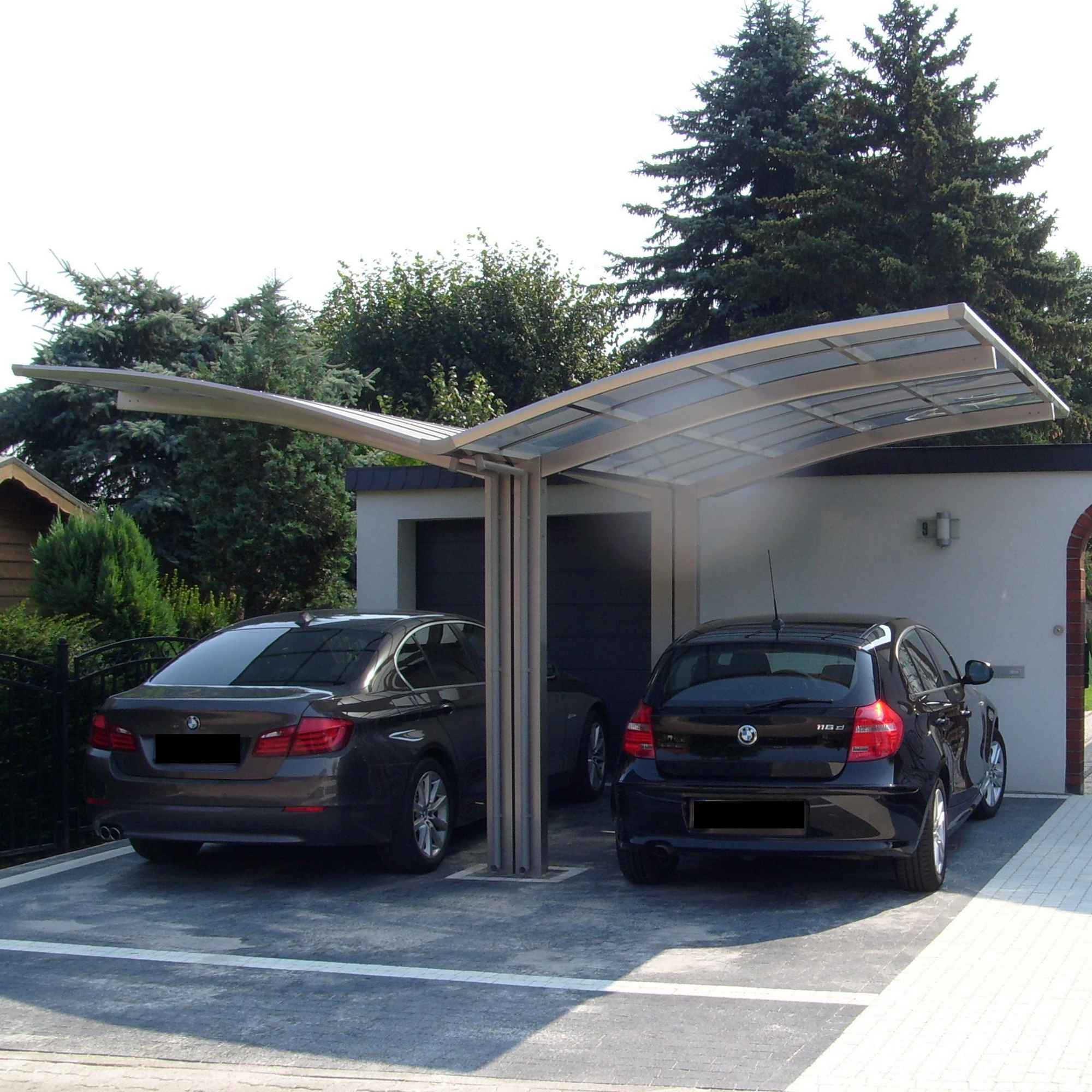 Doppelcarport 'Portoforte Typ 80 Y-Ausführung' Aluminium edelstahlfarben 543 x 495 x 298 cm