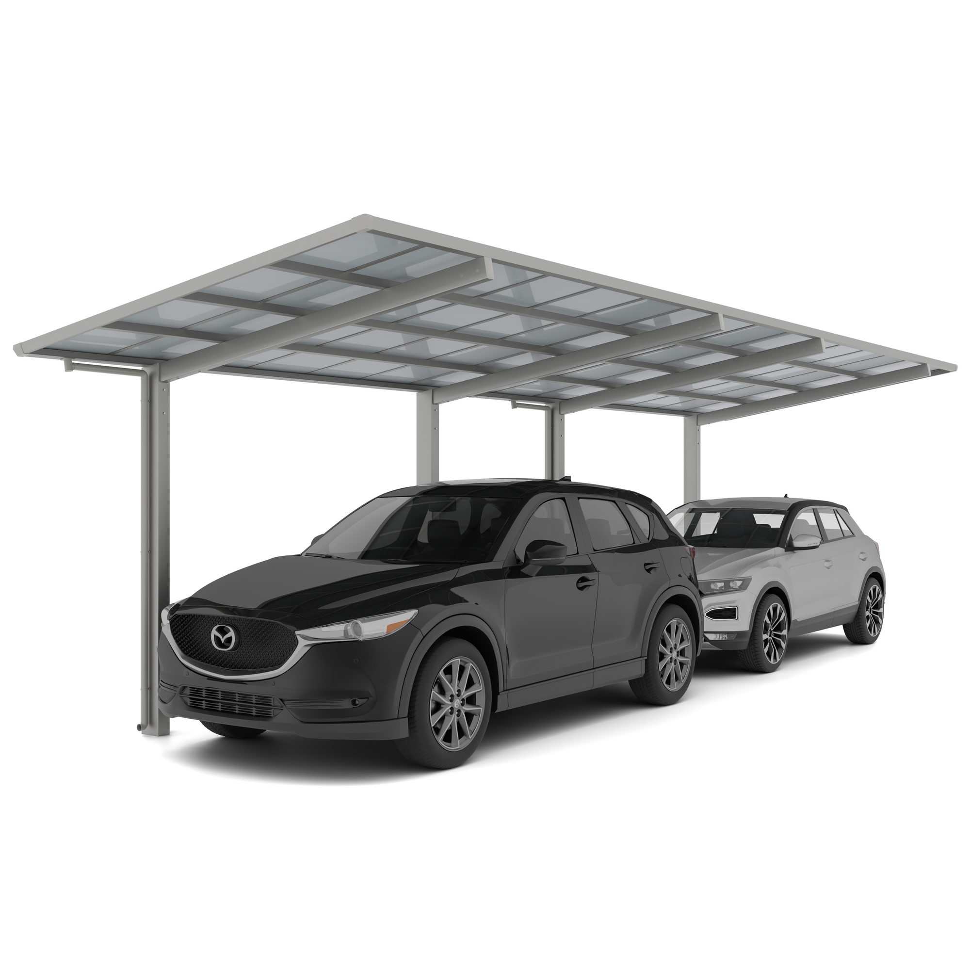 Doppelcarport 'Linea Typ 80 Tandem' Aluminium edelstahlfarben 273 x 983 x 294 cm