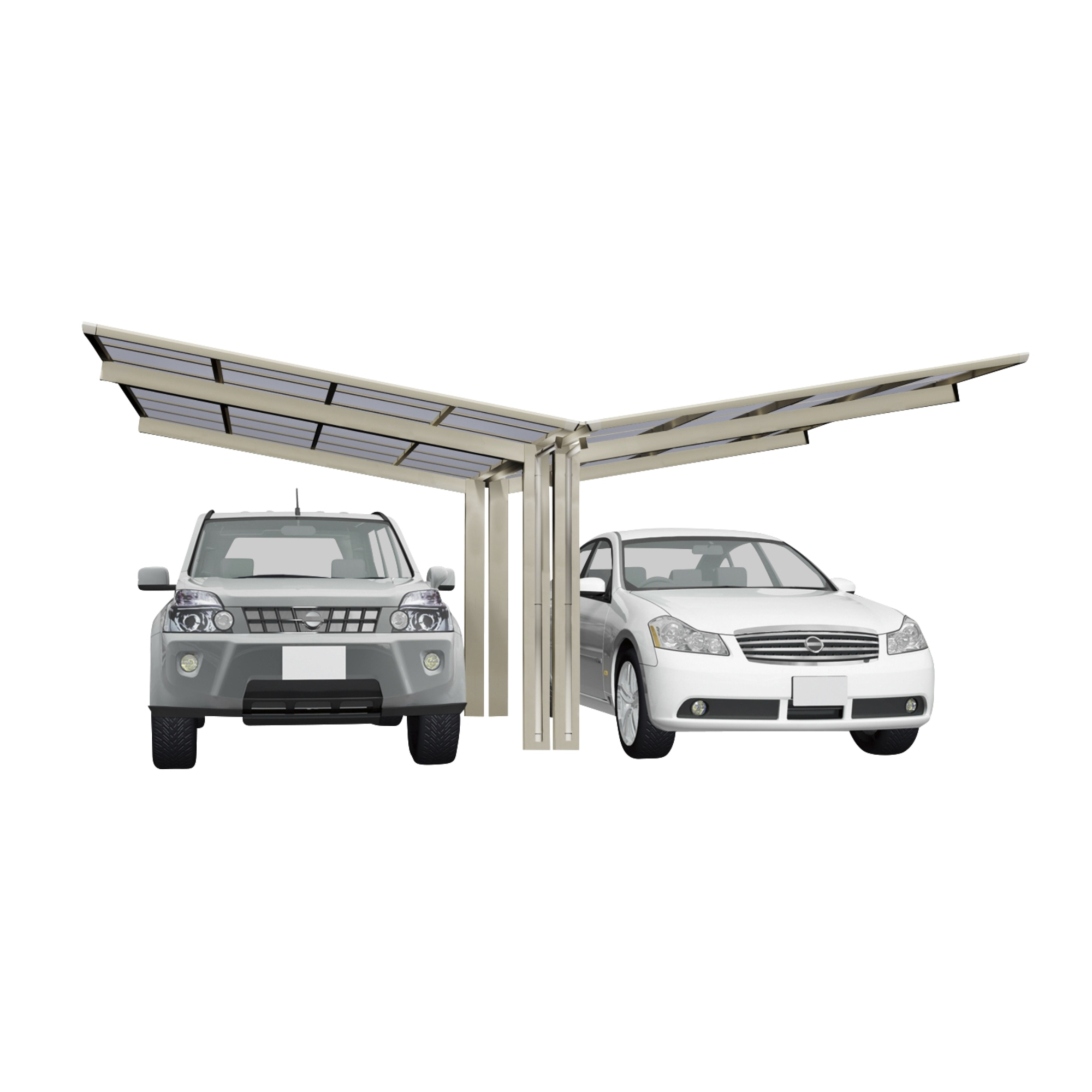 Doppelcarport 'Linea Typ 80 Y-Ausführung' Aluminium edelstahlfarben 548 x 495 x 294 cm + product picture
