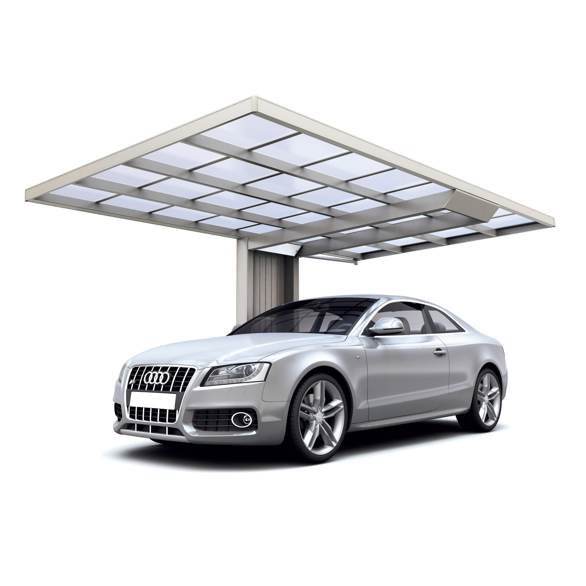 Einzelcarport 'Neo Typ 90 Standard' Aluminium edelstahlfarben 276 x 495 x 234 cm