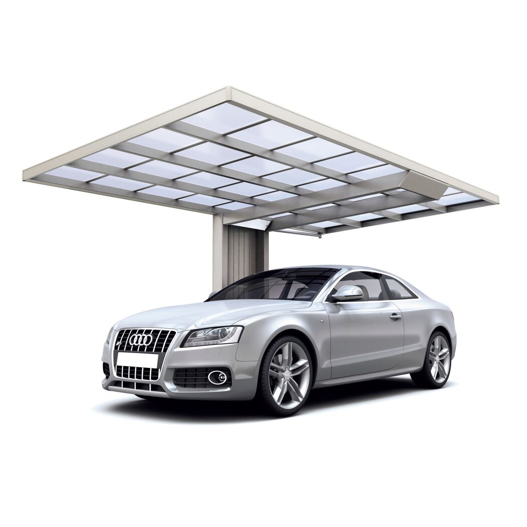 Einzelcarport 'Neo Typ 90 Standard' Aluminium edelstahlfarben 276 x 495 x 234 cm