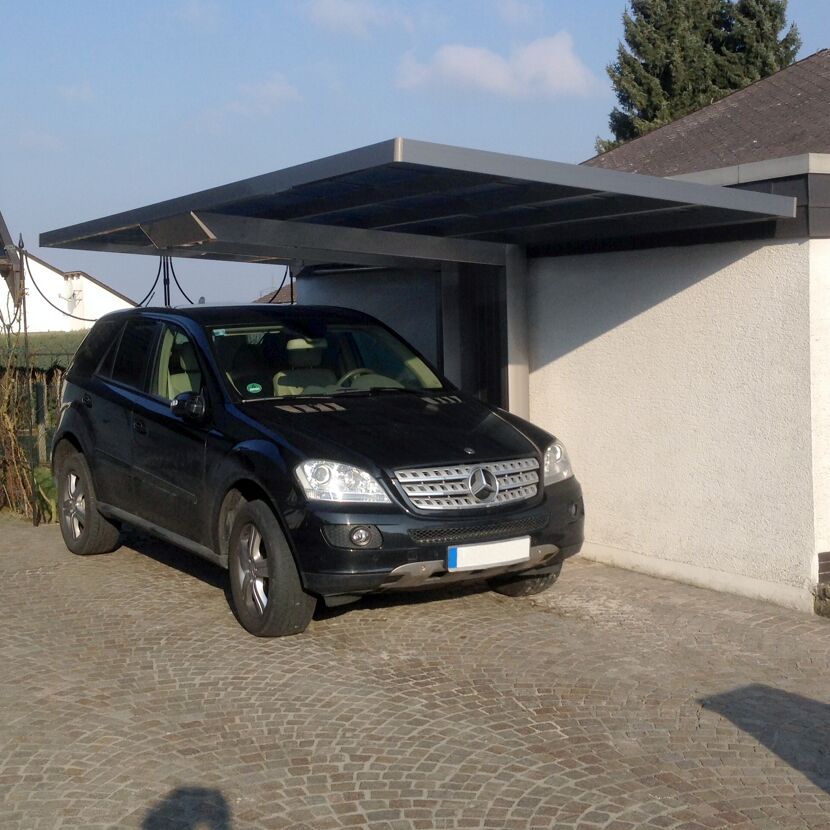 Einzelcarport 'Neo Typ 90 Standard' Aluminium edelstahlfarben 276 x 495 x 234 cm