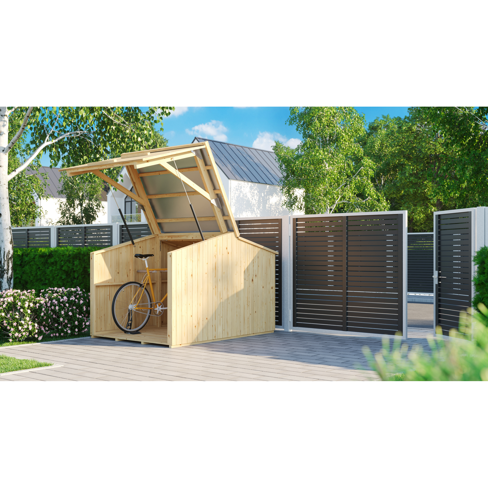 Fahrradbox 'Leon' Fichtenholz natur 204 x 150 x 146 cm + product picture