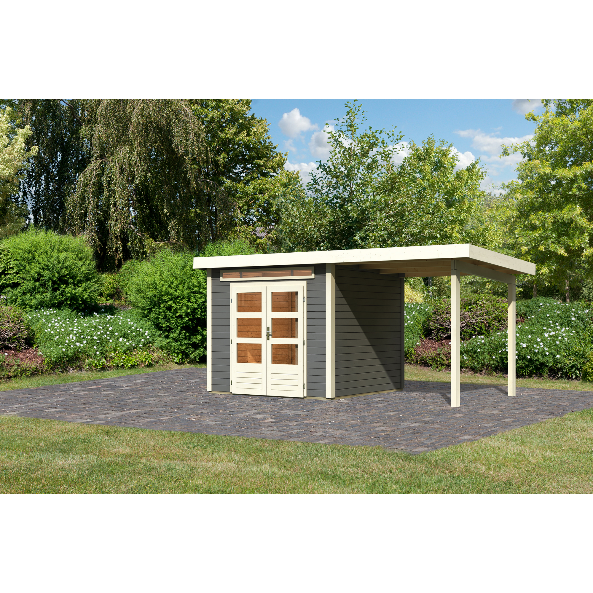 Gartenhaus-Set 'Limbach 3' Fichtenholz terragrau 222 x 479 x 254 cm