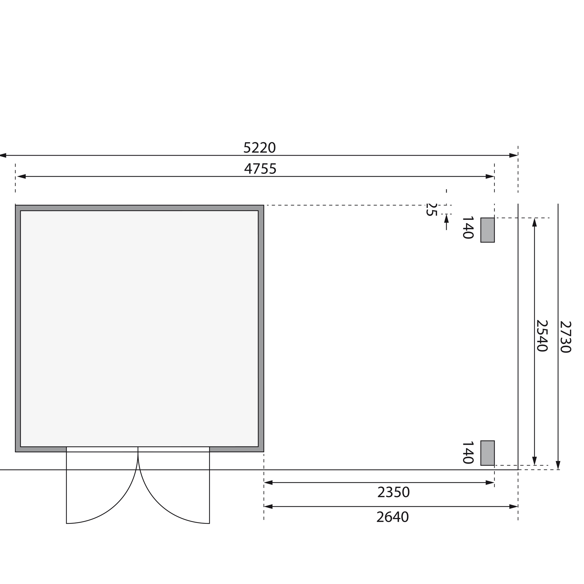 Gartenhaus-Set 'Limbach 3' Fichtenholz terragrau 222 x 479 x 254 cm