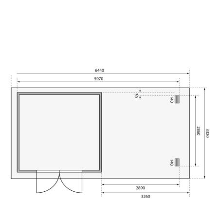 6. Bild von Gartenhaus-Set 'Limbach 7' Fichtenholz naturbelassen 222 x 599 x 284 cm