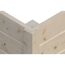 Eckverbindung eines Gartenhauses aus Holz