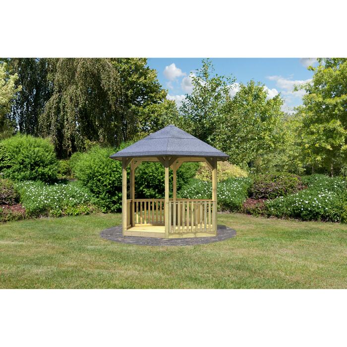 Pavillon 'Madrid' Fichte 276 x 243 cm, mit Brüstung und Boden