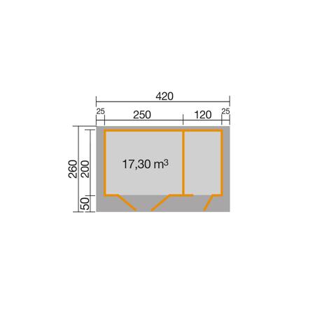 3. Bild von Gartenhaus '253 Gr.1' hellgrau 420 x 260 x 270 cm, mit Nebenraum