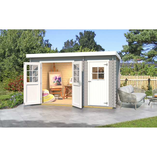 Bild von Gartenhaus '254 Gr.1' hellgrau 394 x 246 x 222 cm, mit Nebenraum