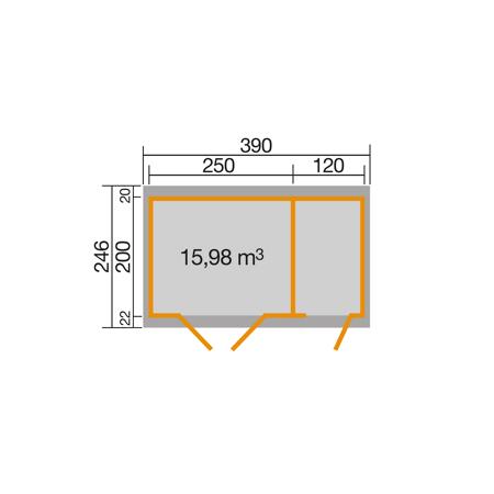 3. Bild von Gartenhaus '254 Gr.1' hellgrau 394 x 246 x 222 cm, mit Nebenraum