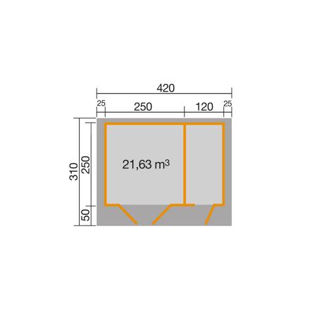 3. Bild von Gartenhaus '253 Gr.2' graphitgrau 420 x 310 x 270 cm, mit Nebenraum