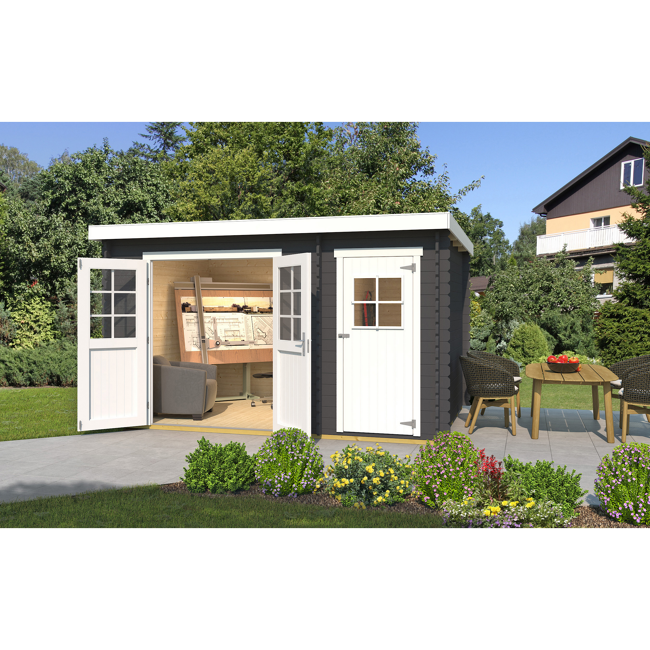 Bild von Gartenhaus '254 Gr.2' graphitgrau 394 x 296 x 222 cm, mit Nebenraum