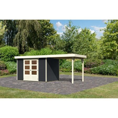 2. Bild von Gartenhaus-Set 'Dornhan 4' anthrazit mit Anbaudach 330 x 238 x 211 cm