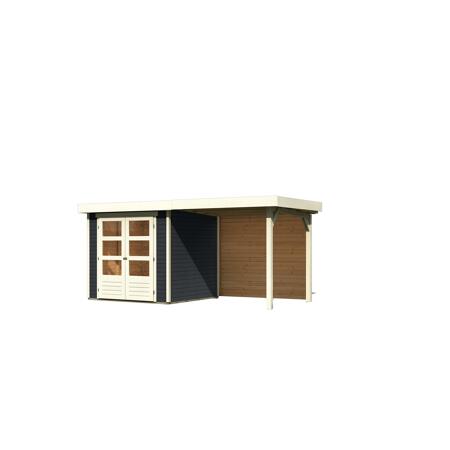 3. Bild von Gartenhaus-Set 'Dornhan 2' anthrazit mit Anbaudach 242 x 238 x 211 cm