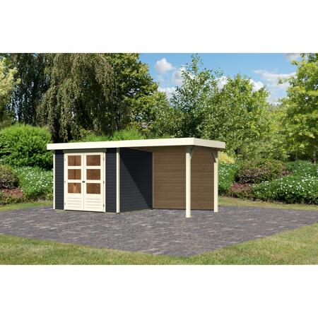 2. Bild von Gartenhaus-Set 'Dornhan 3' anthrazit mit Anbaudach und Rückwand 266 x 238 x 211 cm