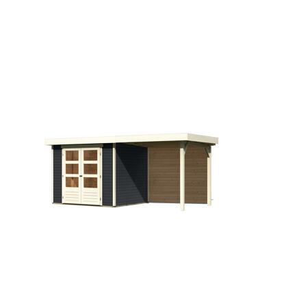 3. Bild von Gartenhaus-Set 'Dornhan 3' anthrazit mit Anbaudach und Rückwand 266 x 238 x 211 cm