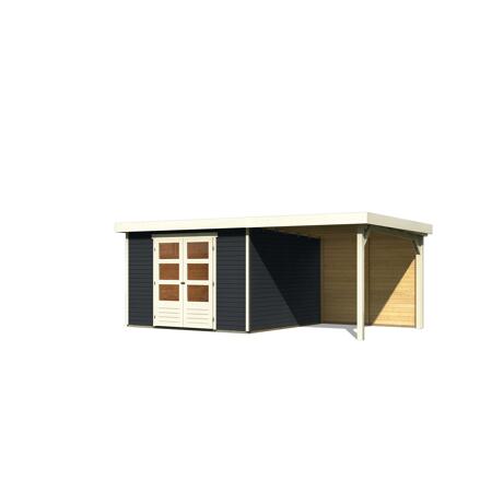 3. Bild von Gartenhaus-Set 'Dornhan 6' anthrazit mit Anbaudach und Rückwand 334 x 331 x 216 cm