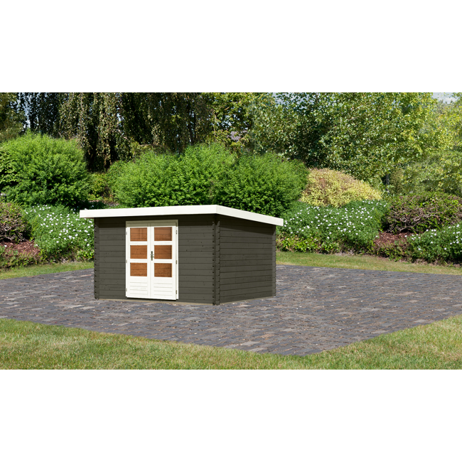Bild von Gartenhaus 'Rieneck 7' terragrau 375 x 333 x 222 cm