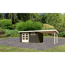 Gartenhaus-Set 'Rieneck 8' terragrau mit Anbaudach 405 x 333 x 222 cm