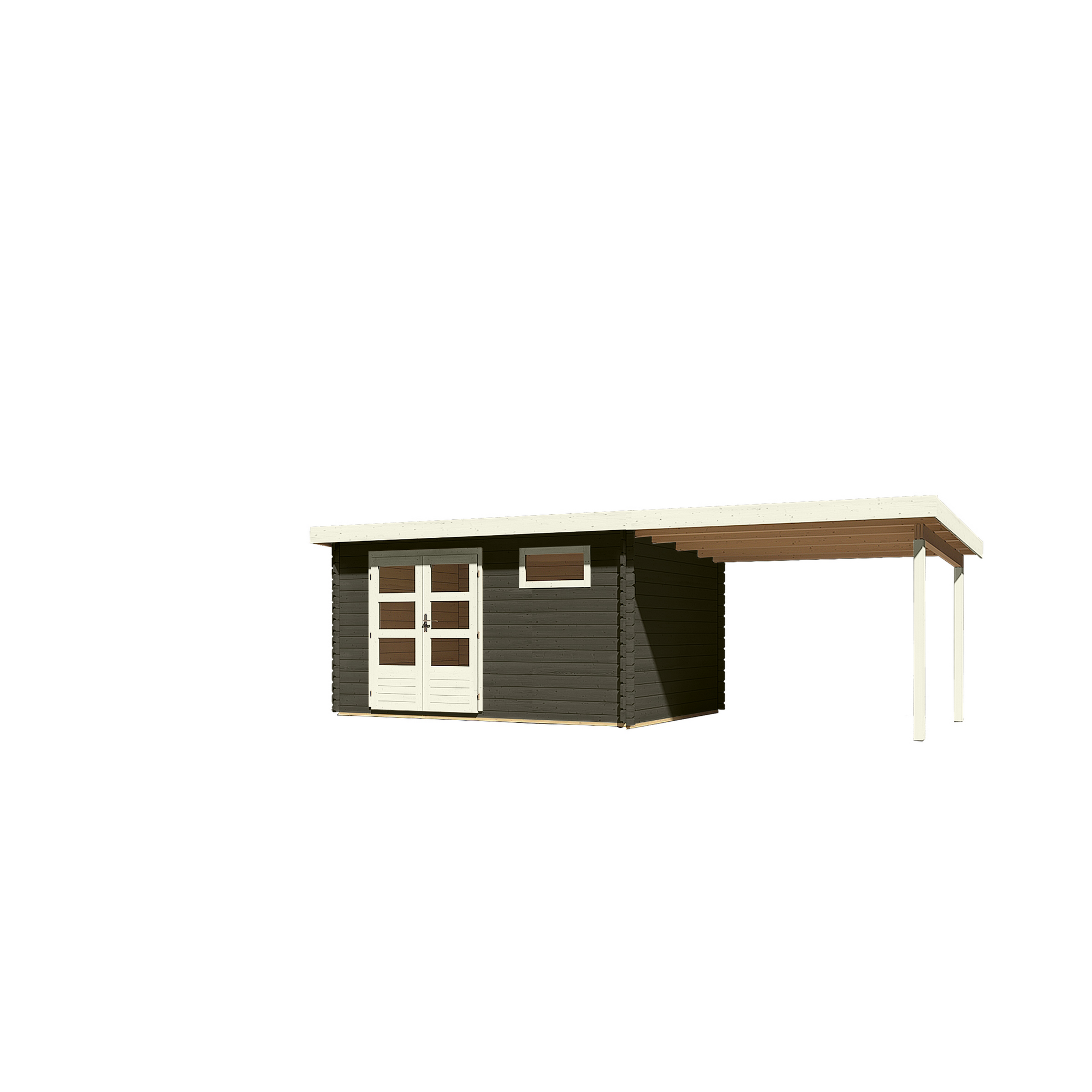 Gartenhaus-Set 'Rieneck 8' terragrau mit Anbaudach 405 x 333 x 222 cm + product picture