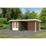 Gartenhaus-Set 'Rieneck 5' terragrau mit Anbaudach und Rückwand 315 x 333 x 222 cm